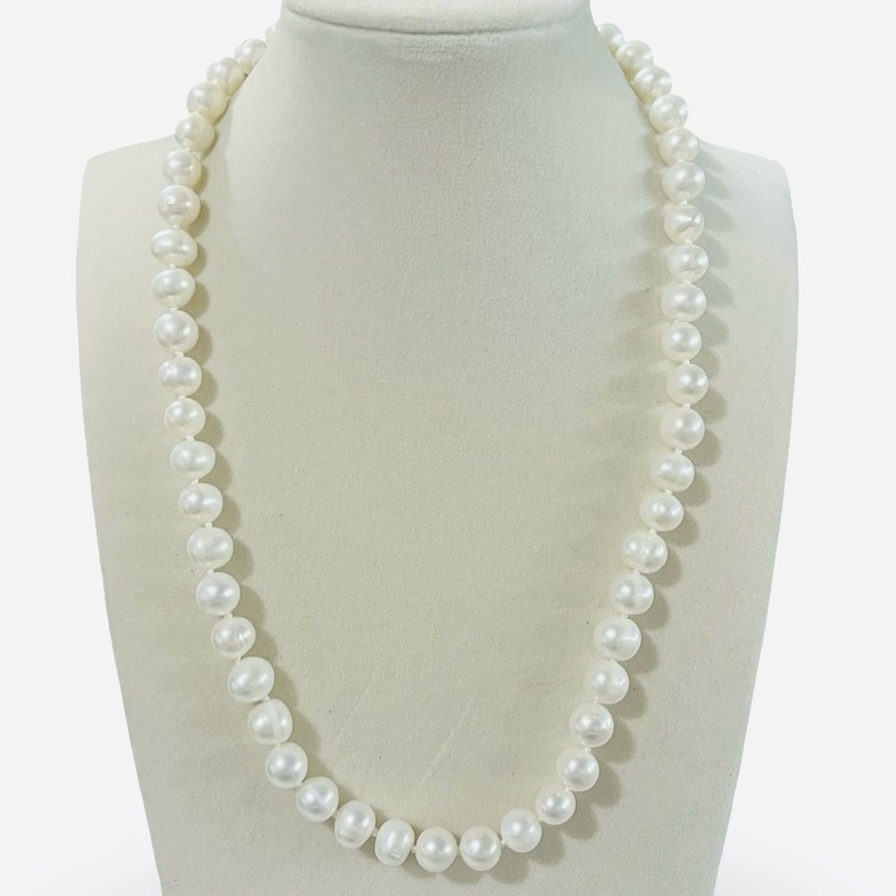 Faux Pearl High Luster Sterling Clasp Necklace